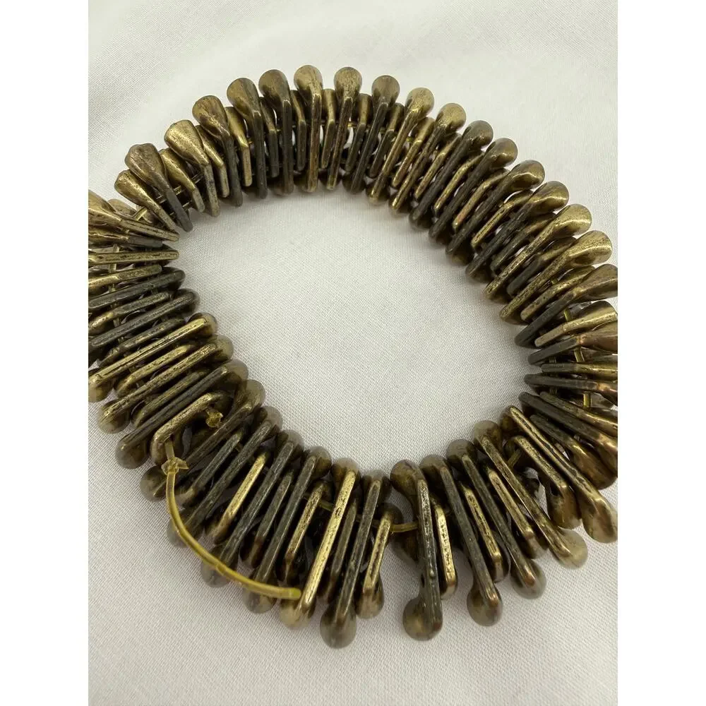 Amber Rhinestone Statement Stretch Bracelet Bronze Tone Glam Jewelry